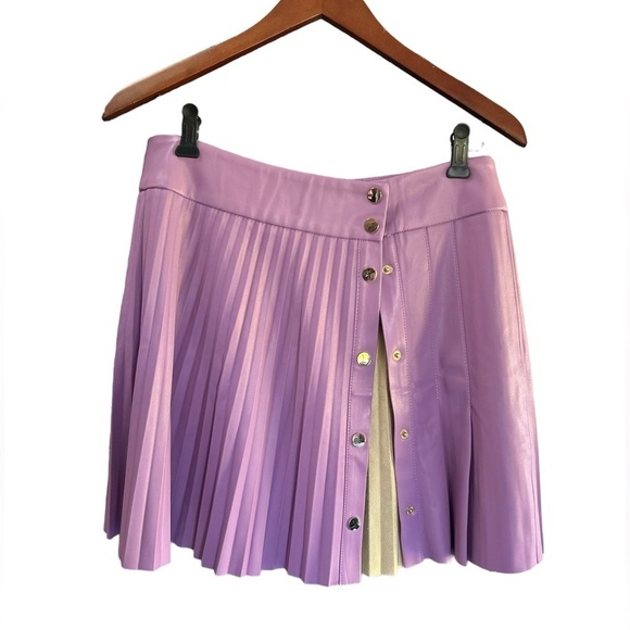 Zara faux leather pleated mini skirt lilac size L - Picture 5 of 5